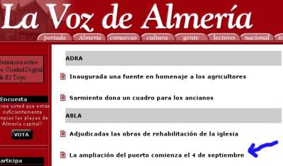 Errata en la edición digital de La Voz de Almería